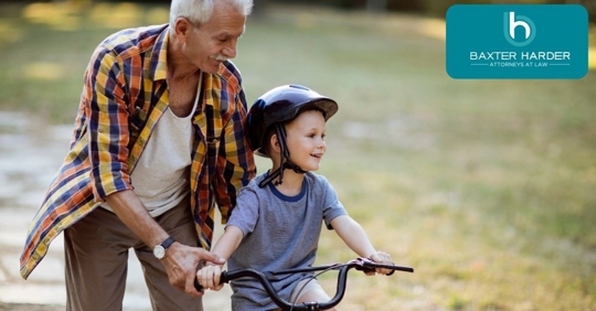 older man and young boy on bicycle